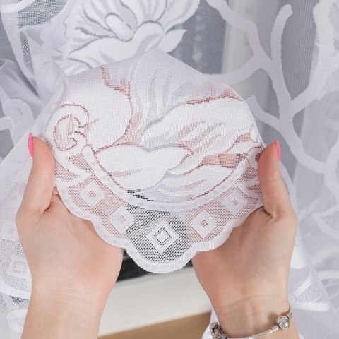 Firanka żakardowa ze wzorem po całości wysokość 140cm, kolor 001 biały 023338/000/001/000140/1
