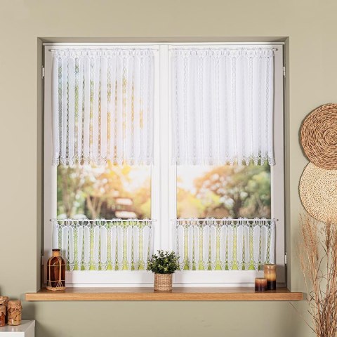 Zazdrostka haftowana panelowa na batyście, wysokość 30cm, kolor 001 biały 093721/388/001/000030/1