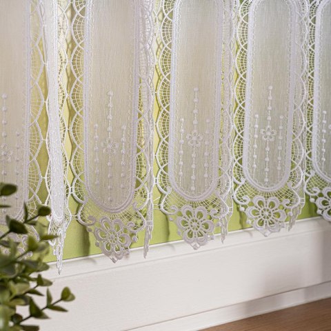 Zazdrostka haftowana panelowa na batyście, wysokość 30cm, kolor 001 biały 093721/388/001/000030/1