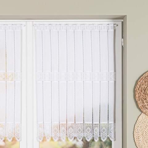 Zazdrostka haftowana panelowa na batyście, wysokość 90cm, kolor 001 biały 096269/388/001/000090/1