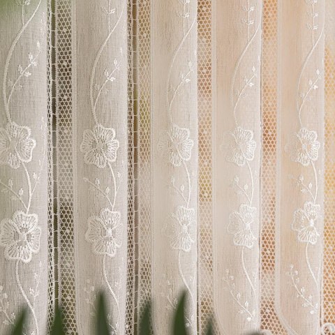 Zazdrostka haftowana panelowa na batyście, wysokość 90cm, kolor 010 naturalny 093003/388/010/000090/1