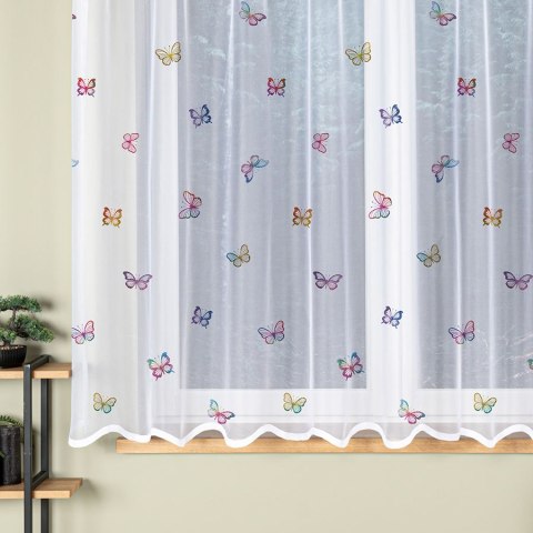 MOTYLKI Firanka żakardowa gotowa na prosto, szerokość 300 x wysokość 170cm, kolor 001 biały P00310/FBP/001/300170/1