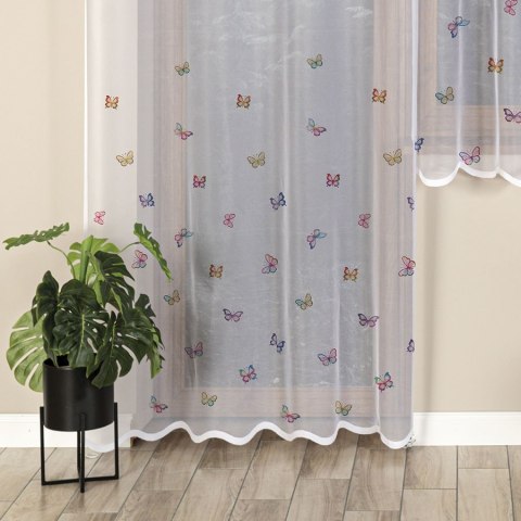 MOTYLKI Firanka żakardowa odpasowana na prosto, szerokość 145 x wysokość 220cm, kolor 001 biały D00310/FOP/001/000220/1