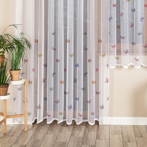MOTYLKI Firanka żakardowa gotowa na prosto, szerokość 260 x wysokość 230cm, kolor 001 biały P00310/FBP/001/260230/1