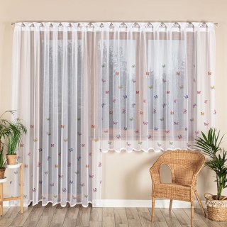 MOTYLKI Firanka żakardowa gotowa na prosto, szerokość 300 x wysokość 230cm, kolor 001 biały P00310/FBP/001/300230/1