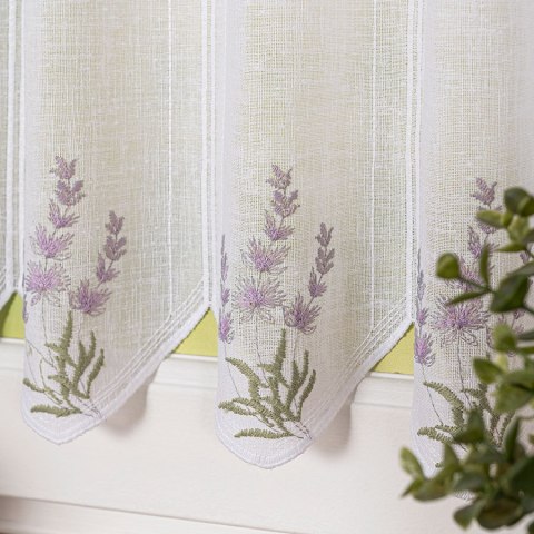 Zazdrostka haftowana panelowa na batyście, wysokość 60cm, kolor 001 biały 034826/420/001/000060/1