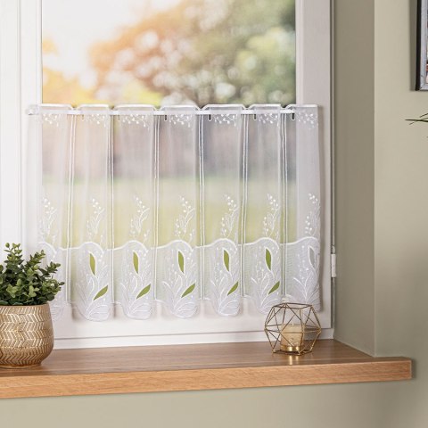 Zazdrostka panelowa haftowana na woalu, wysokość 45cm, kolor 001 biały 034665/233/001/000045/1