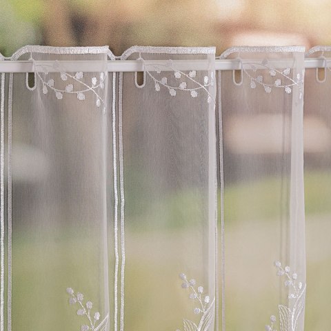 Zazdrostka panelowa haftowana na woalu, wysokość 45cm, kolor 001 biały 034665/233/001/000045/1