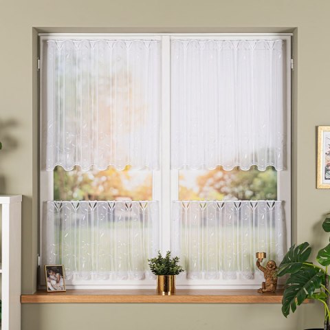 Zazdrostka panelowa haftowana na woalu, wysokość 45cm, kolor 001 biały 054464/233/001/000045/1