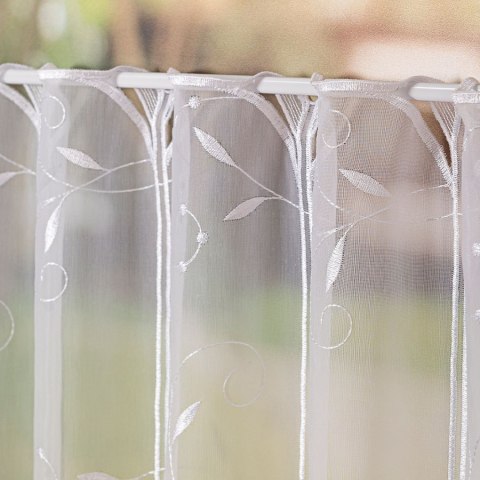 Zazdrostka panelowa haftowana na woalu, wysokość 45cm, kolor 001 biały 054464/233/001/000045/1