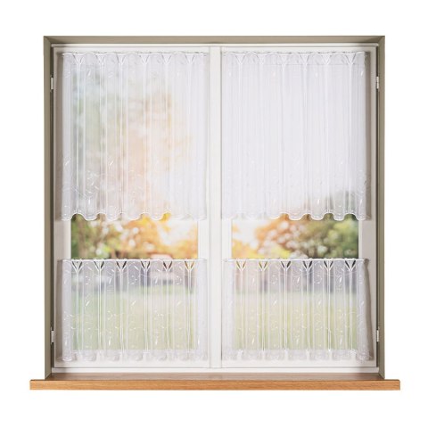 Zazdrostka panelowa haftowana na woalu, wysokość 45cm, kolor 001 biały 054464/233/001/000045/1