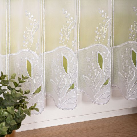 Zazdrostka panelowa haftowana na woalu, wysokość 60cm, kolor 001 biały 034665/233/001/000060/1