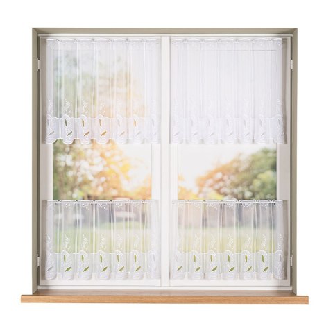 Zazdrostka panelowa haftowana na woalu, wysokość 60cm, kolor 001 biały 034665/233/001/000060/1