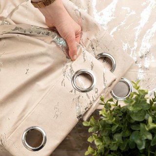 MARMA Zasłona gotowa na przelotkach, szerokość 140cm x wysokość 250cm, kolor 003 jasny beżowy ze srebrnym nadrukiem na VELVI TD0