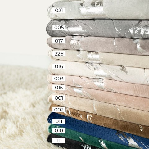 MARMA Zasłona gotowa na przelotkach, szerokość 140cm x wysokość 250cm, kolor 011 granatowy ze srebrnym nadrukiem na VELVI TD0037