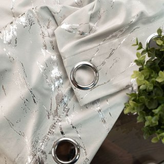 MARMA Zasłona gotowa na przelotkach, szerokość 140cm x wysokość 250cm, kolor 021 pastelowy szary ze srebrnym nadrukiem na VELVI 