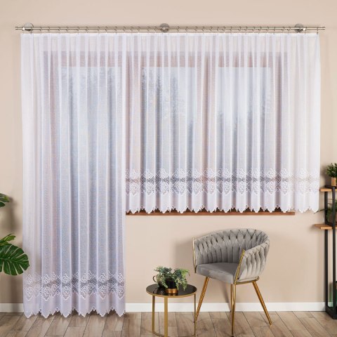 MODESTA Firanka żakardowa gotowa, szerokość 200 x wysokość 250cm, kolor 001 biały 017173/FBP/001/200250/1