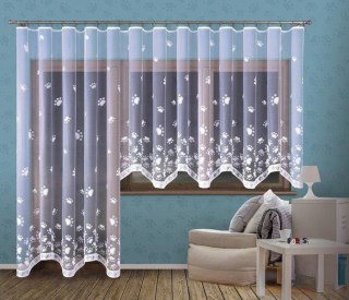 Firanka żakardowa odpasowana, wysokość 250, kolor biały 001 884106/000/111/000250/1