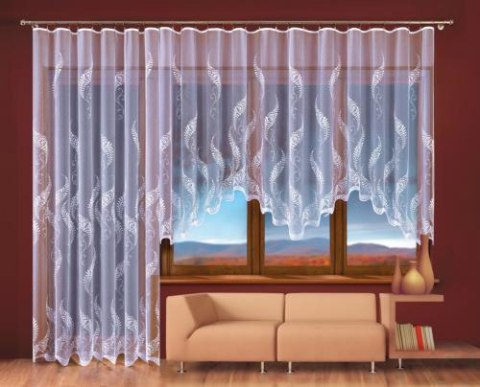 PAPROCIE Firanka żakardowa gotowa, szerokość 200 x wysokość 250cm, kolor biały 001 656009/000/001/000305/1