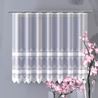 Zazdrostka żakardowa ze wzorem pasowym, wysokość 90cm, kolor biały 001 361070/000/001/000090/1