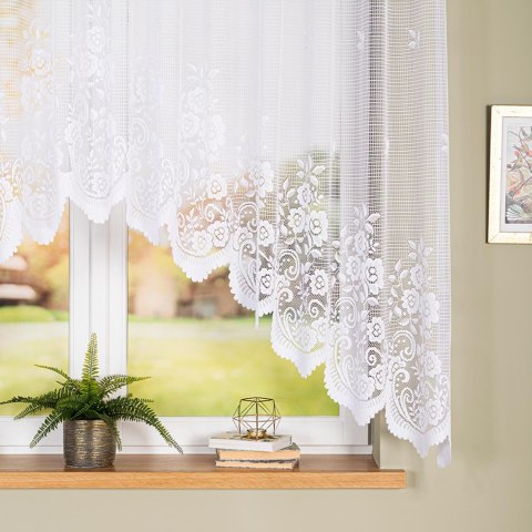 SARA Firanka żakardowa gotowa, szerokość 300 x wysokość 160cm, kolor 001 biały 044330/FBL/001/300160/1