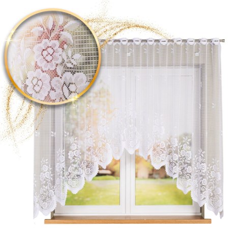 SARA Firanka żakardowa gotowa, szerokość 300 x wysokość 160cm, kolor 001 biały 044330/FBL/001/300160/1