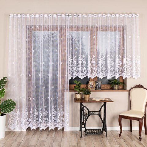 SARA Firanka żakardowa gotowa, szerokość 300 x wysokość 250cm, kolor 001 biały 044330/FBP/001/300250/1