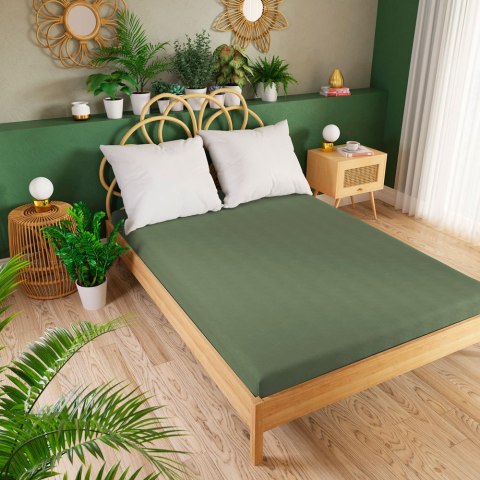 DREAMY PREMIUM Prześcieradło jersey z gumką, szerokość 120 x wysokość 200cm, kolor 016 szarozielony 100033/JEG/016/120200/1