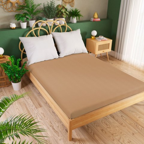 DREAMY PREMIUM Prześcieradło jersey z gumką, szerokość 140 x wysokość 200cm, kolor 013 jasny brązowy 100033/JEG/013/140200/1