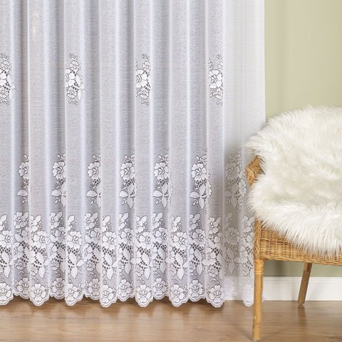 Firanka żakardowa ze wzorem pasowym, wysokość 250cm, kolor 001 biały 361740/000/001/000250/1