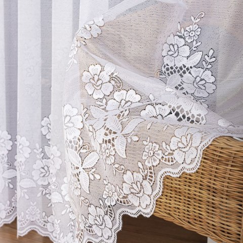 Firanka żakardowa ze wzorem pasowym, wysokość 250cm, kolor 001 biały 361740/000/001/000250/1