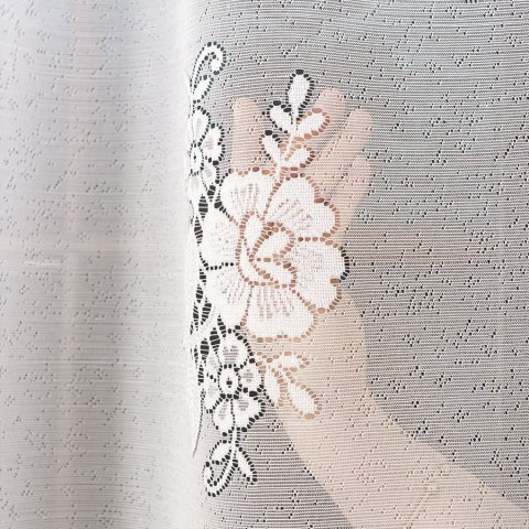 Firanka żakardowa ze wzorem pasowym, wysokość 250cm, kolor 001 biały 361740/000/001/000250/1