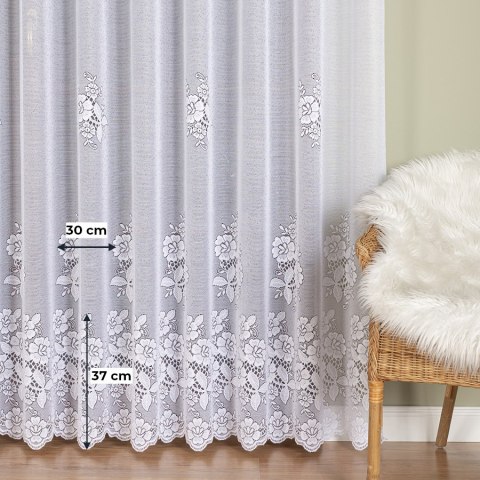 Firanka żakardowa ze wzorem pasowym, wysokość 250cm, kolor 001 biały 361740/000/001/000250/1