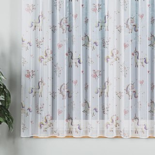 SŁODKIE JEDNOROŻCE Firanka z ołowianką WOAL, wysokość 157cm, kolor 001 biały D00236/WOA/001/000157/1