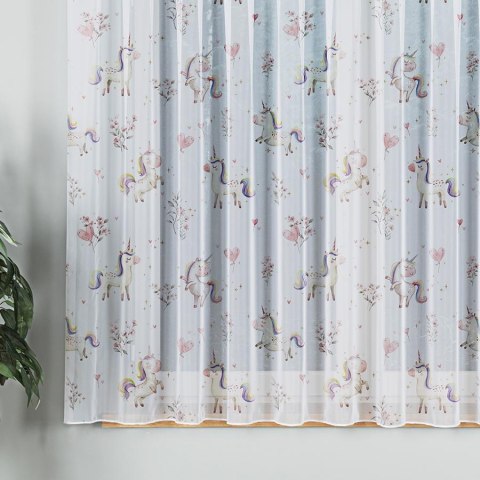 SŁODKIE JEDNOROŻCE Firanka z ołowianką WOAL, wysokość 157cm, kolor 001 biały D00236/WOA/001/000157/1