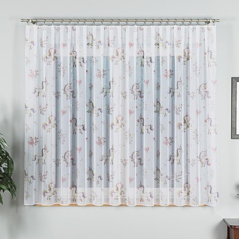 SŁODKIE JEDNOROŻCE Firanka z ołowianką WOAL, wysokość 157cm, kolor 001 biały D00236/WOA/001/000157/1