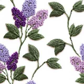 WYSZYWANE KWIATY BZU Tkanina dekoracyjna typu MILAS, szerokość 165cm, kolor 001 biały D00327/MIL/001/165000/1