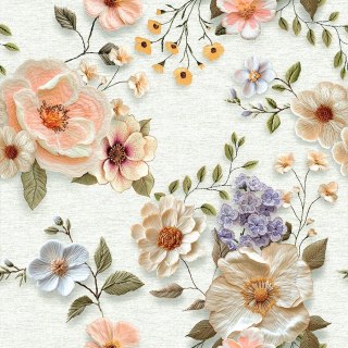 WYSZYWANE KWIATY Tkanina dekoracyjna NINA WODOODPORNA, 160cm, kolor 001 biały D00178/NIW/001/160000/1