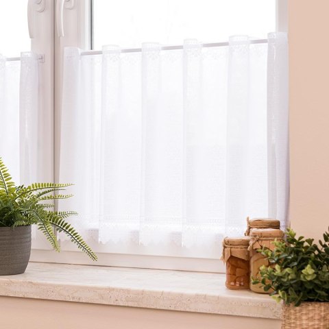 Zazdrostka żakardowa ze wzorem na samym dole, wysokość 50cm, kolor 001 biały 361930/000/001/000050/1