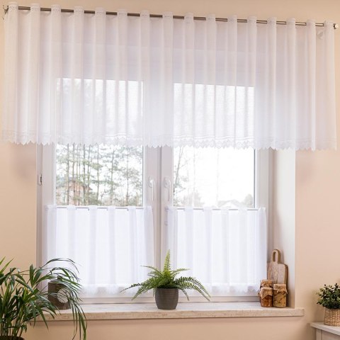 Zazdrostka żakardowa ze wzorem na samym dole, wysokość 50cm, kolor 001 biały 361930/000/001/000050/1