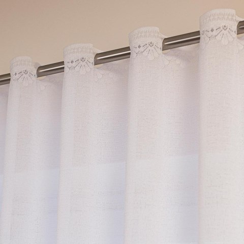 Zazdrostka żakardowa ze wzorem na samym dole, wysokość 50cm, kolor 001 biały 361930/000/001/000050/1