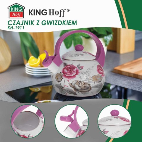 CZAJNIK EMALIOWANY 2L Z GWIZDKIEM KINGHOFF KH-1911