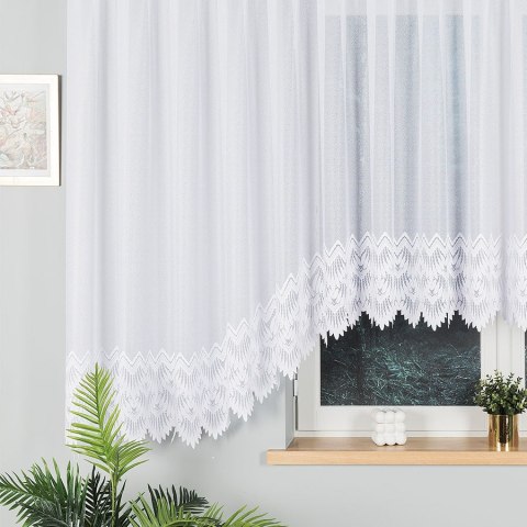 FELICJA Firanka żakardowa gotowa ze wzorem na samym dole, szerokość 600 x wysokość 160cm, kolor 001 biały 018989/FBL/001/600160/