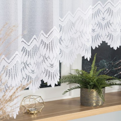 FELICJA Firanka żakardowa gotowa ze wzorem na samym dole, szerokość 600 x wysokość 160cm, kolor 001 biały 018989/FBL/001/600160/