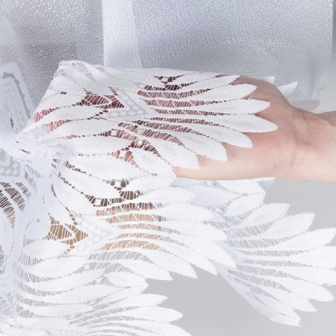 FELICJA Firanka żakardowa gotowa ze wzorem na samym dole, szerokość 600 x wysokość 160cm, kolor 001 biały 018989/FBL/001/600160/