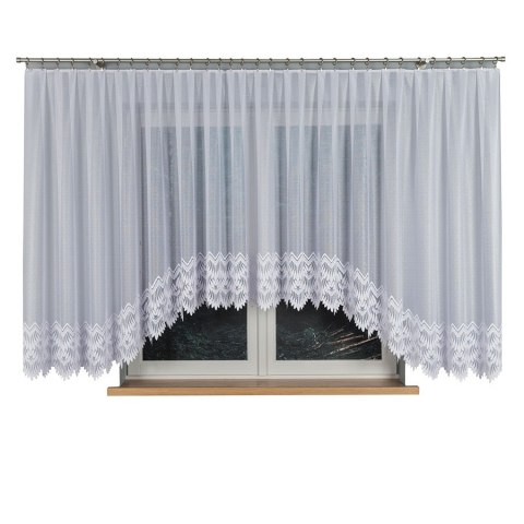 FELICJA Firanka żakardowa gotowa ze wzorem na samym dole, szerokość 600 x wysokość 160cm, kolor 001 biały 018989/FBL/001/600160/