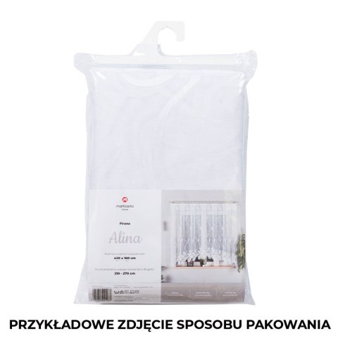 FELICJA Firanka żakardowa gotowa ze wzorem na samym dole, szerokość 600 x wysokość 160cm, kolor 001 biały 018989/FBL/001/600160/