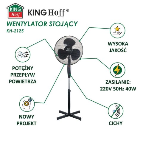 WENTYLATOR WIATRAK STOJĄCY PODŁOGOWY KINGCOOL KC-2125 czarny