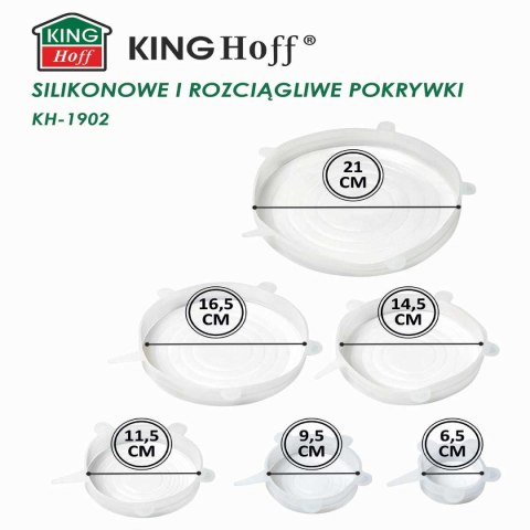 ZESTAW 6 szt. UNIWERSALNYCH POKRYWEK SILIKONOWYCH KINGHOFF KH-1902
