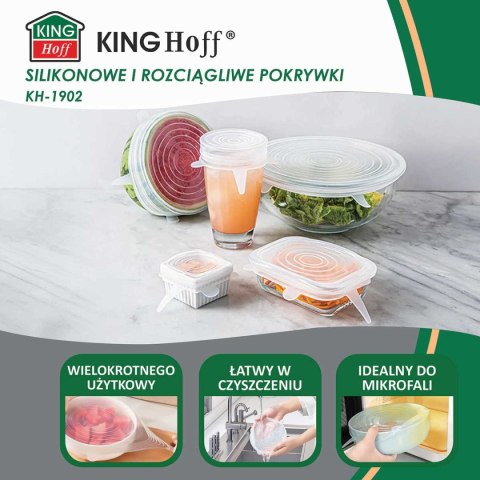 ZESTAW 6 szt. UNIWERSALNYCH POKRYWEK SILIKONOWYCH KINGHOFF KH-1902